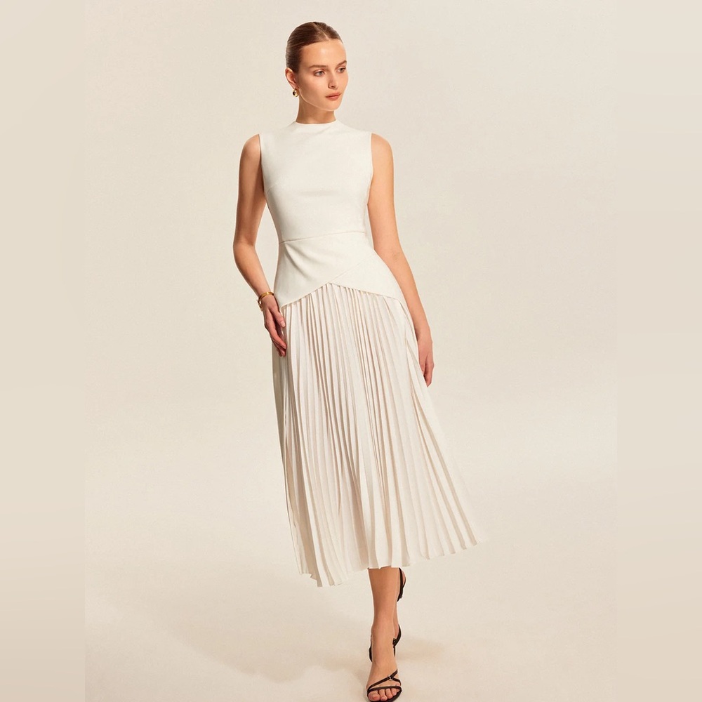 Commense Elegant White Midi Dress